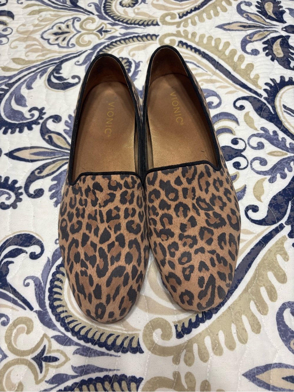 Vionic Women's Leopard-Print Slip-On Loafers in Brown and Black